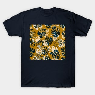 Gold Monstera Leaves T-Shirt